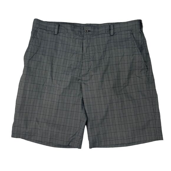 Nike Golf Shorts Mens 40 Gray Plaid Flat Front Stretch Moisture Wicking Chino - Picture 1 of 11